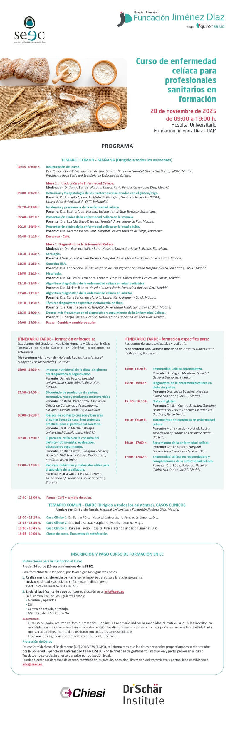 Curso de formación en enfermedad celiaca para profesionales sanitarios en formación