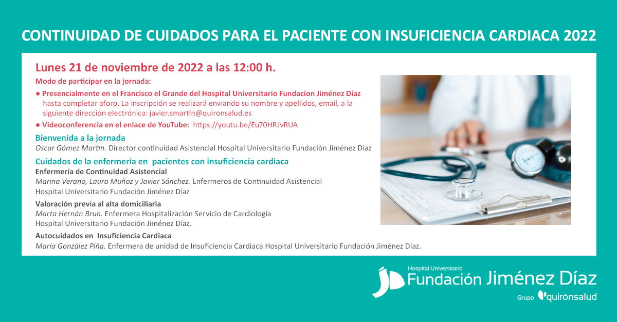 FACEBOOK 1200x627 Jornada Continuidad de cuidados para el paciente con insuficiencia cardiaca 2022 FJD