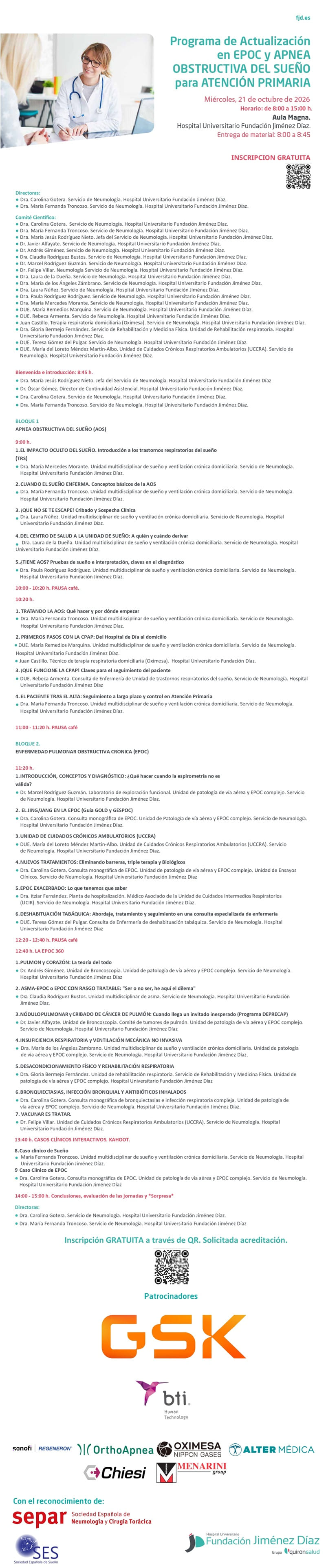 Programa de actualización en EPOC y Apnea obstructiva del sueño para atención primaria