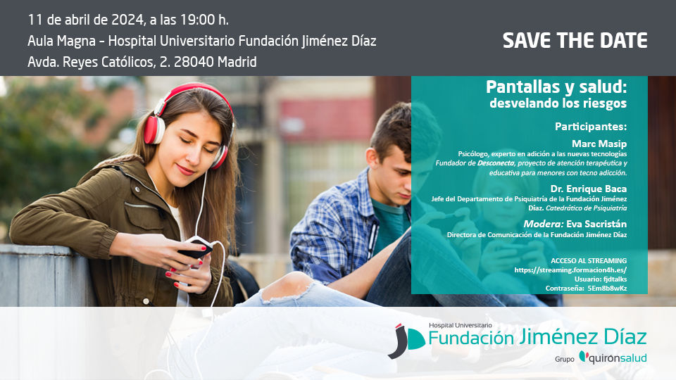 Save the date. FJD Talks. Pantallas y salud, desvelando los riesgos 1