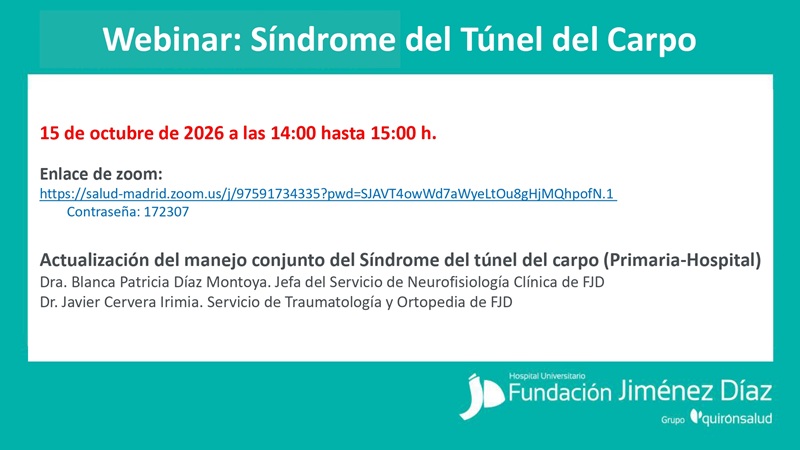 Webinar Síndrome del túnel del carpo