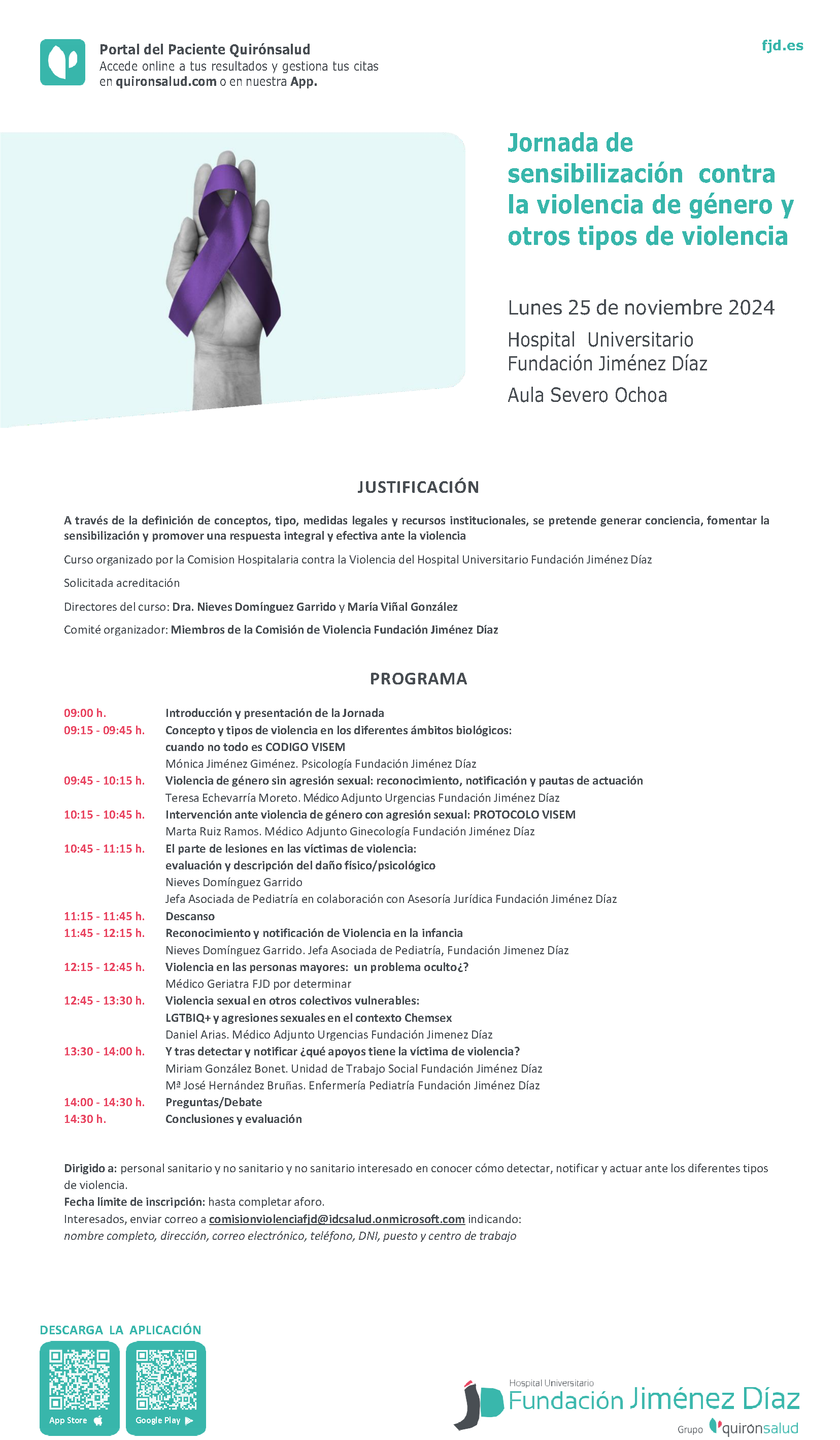 Programa Jornada de sensibilización contra la violencia de género y otros tipos de violencia FJD
