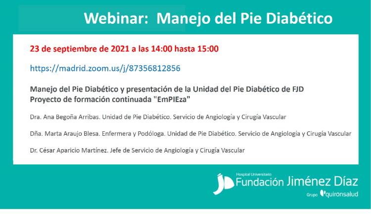 Webinar Manejo del pie diabético. Este enlace se abrirá en una ventana nueva