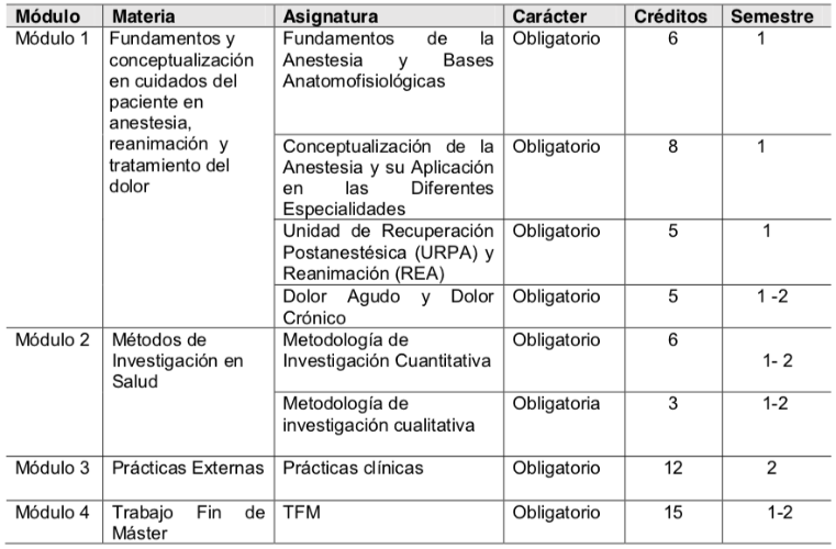 Estructura del plan de estudios:
